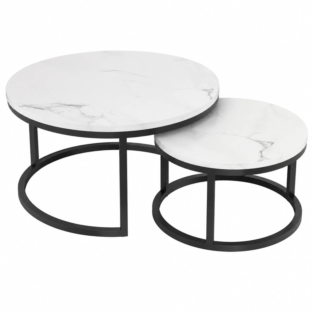 Table basse, en acier, coloris noir et blanc, pour le salon