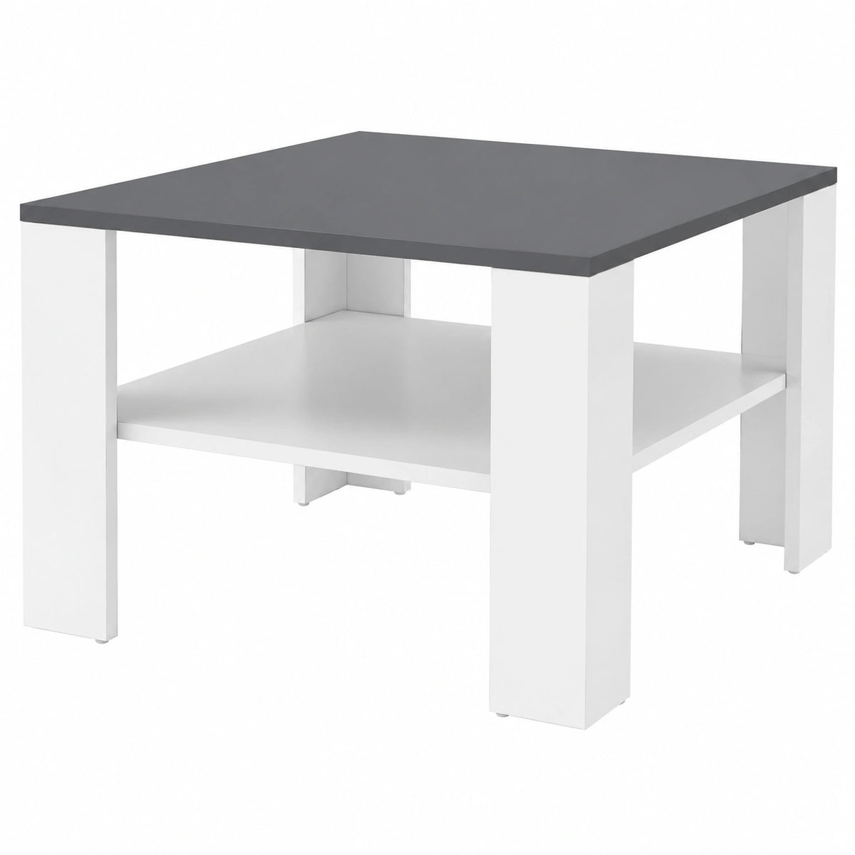Table basse, avec rangement, 60 x 60 x 40 cm, coloris blanc et gris, pour le salon