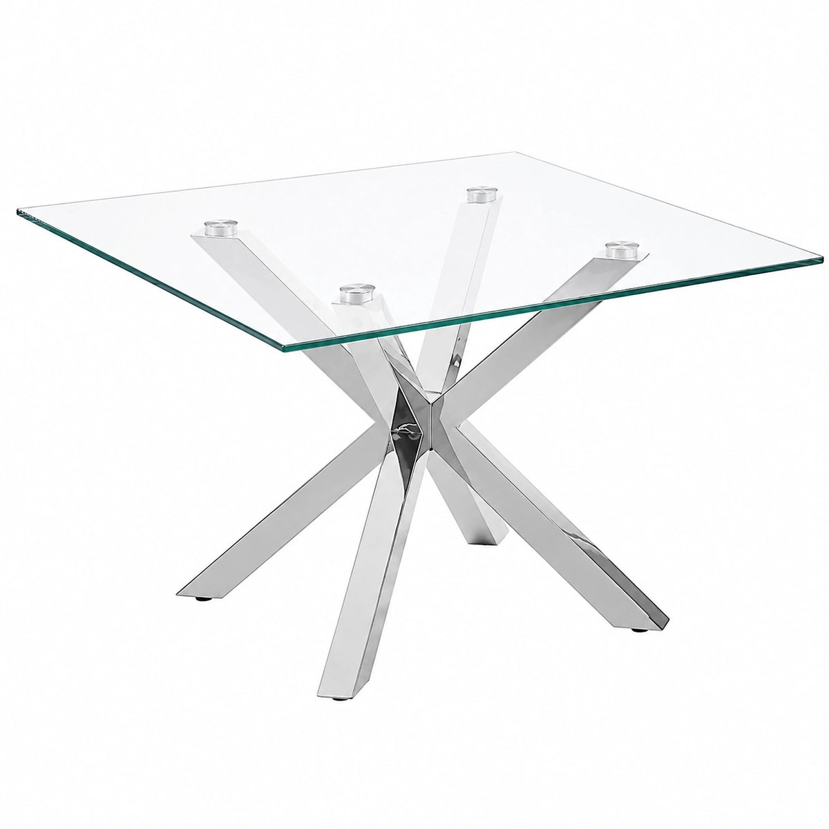 Table basse, en verre, 70 x 70 cm, coloris argenté, pour le salon