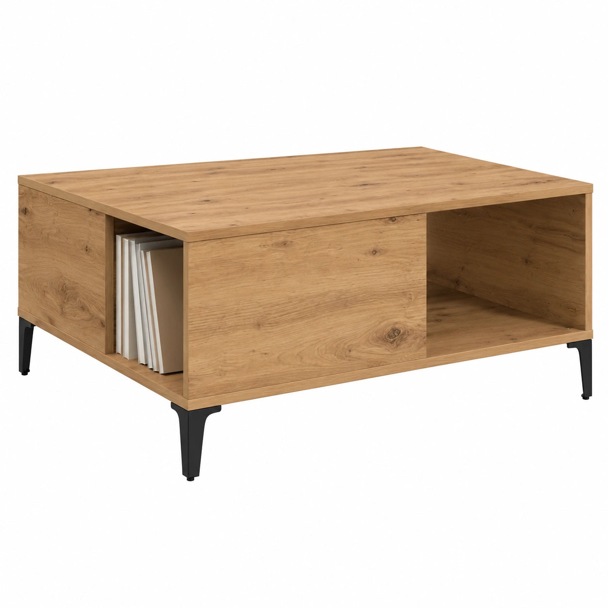 Table basse, en chêne, avec rangement, 80 x 80 x 36,5 cm, pour le salon