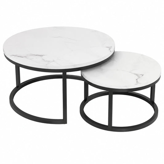 Table basse, en acier, coloris noir et blanc, pour le salon