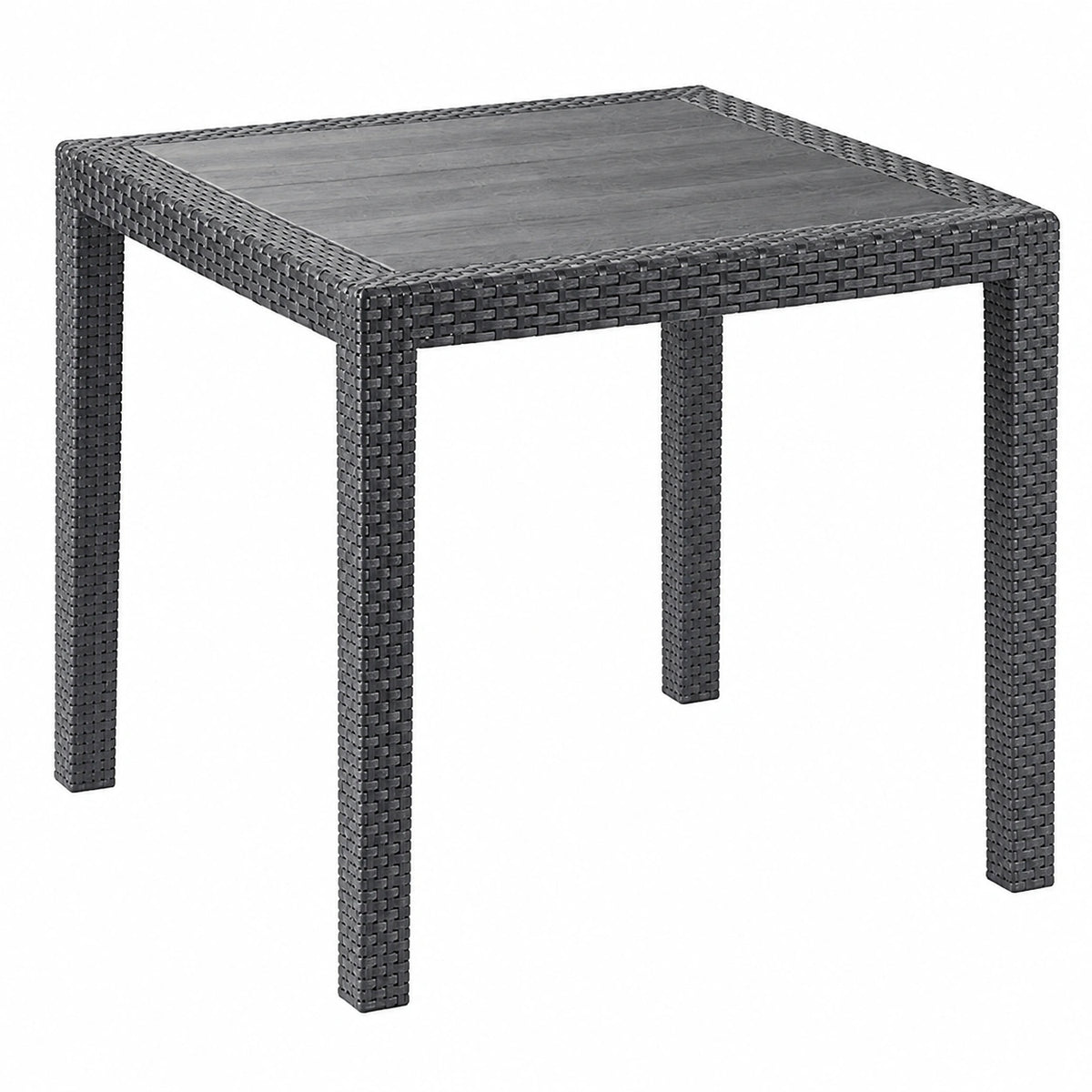 Table de jardin, en résine tressée, coloris anthracite, pour la terrasse ou le jardin