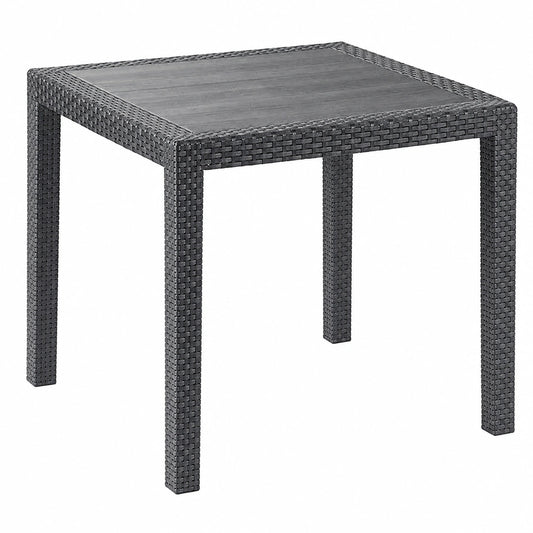 Table de jardin, en résine tressée, coloris anthracite, pour la terrasse ou le jardin