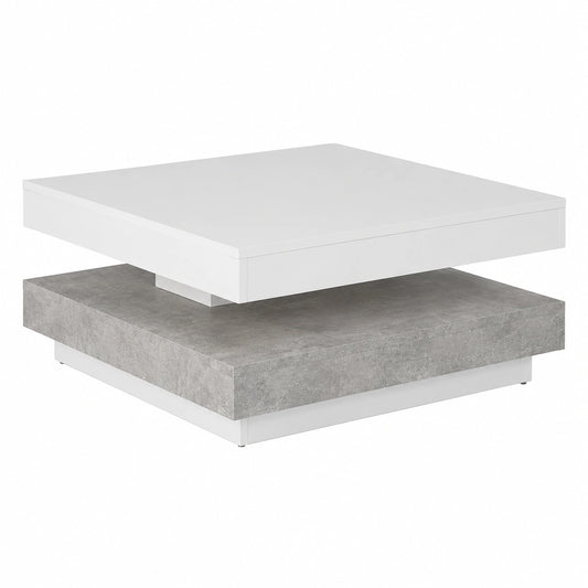 Table basse, pivotant, coloris blanc, 67 x 67 x 35 cm, pour le salon