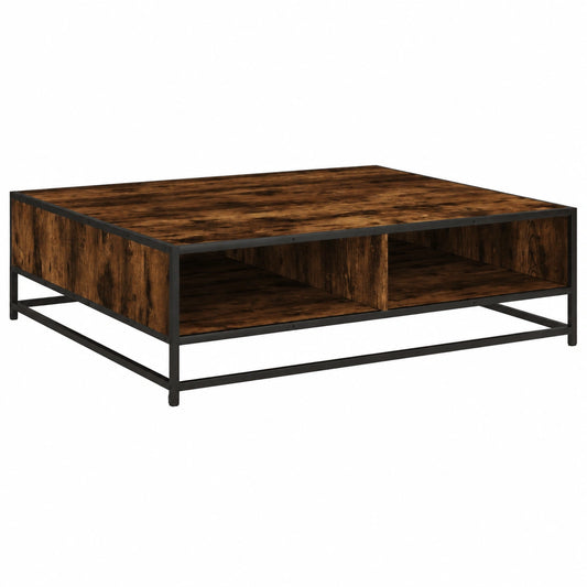 Table basse, en chêne et métal, avec rangement, 100 x 100 x 30 cm, pour le salon