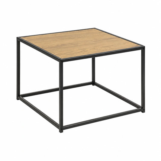 Table basse, en panneaux de bois et métal, coloris noir et beige, pour le salon