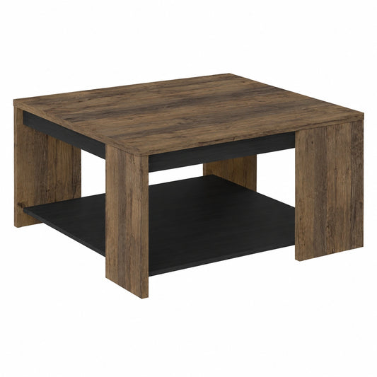 Table basse, avec étagères, en chêne, coloris noir, pour le salon