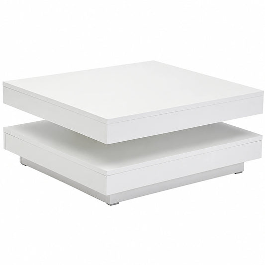 Table basse, pivotant, 67 x 67 x 35 cm, coloris blanc, pour le salon
