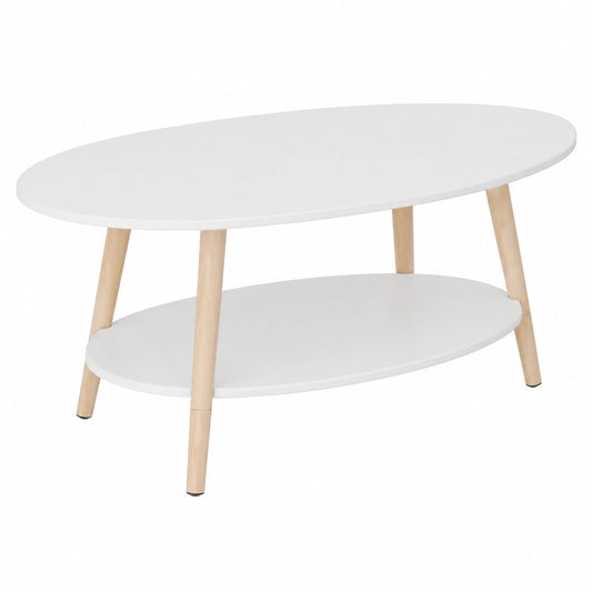 Table basse, en bois massif, coloris blanc, pour le salon