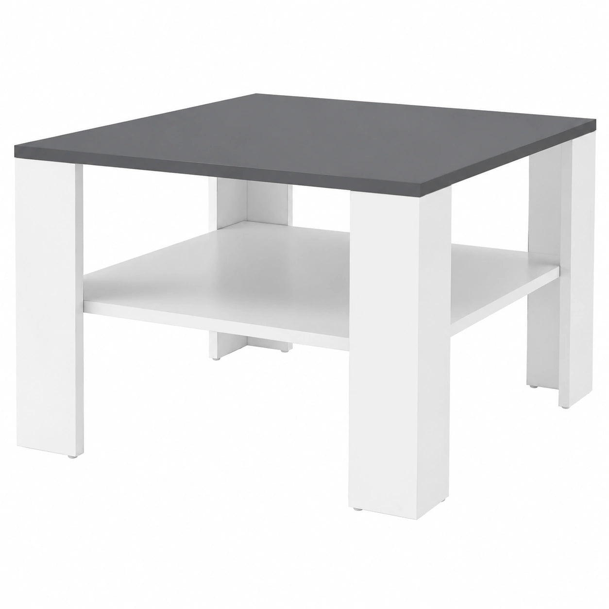 Table basse, avec rangement, 60 x 60 x 40 cm, coloris blanc et gris, pour le salon