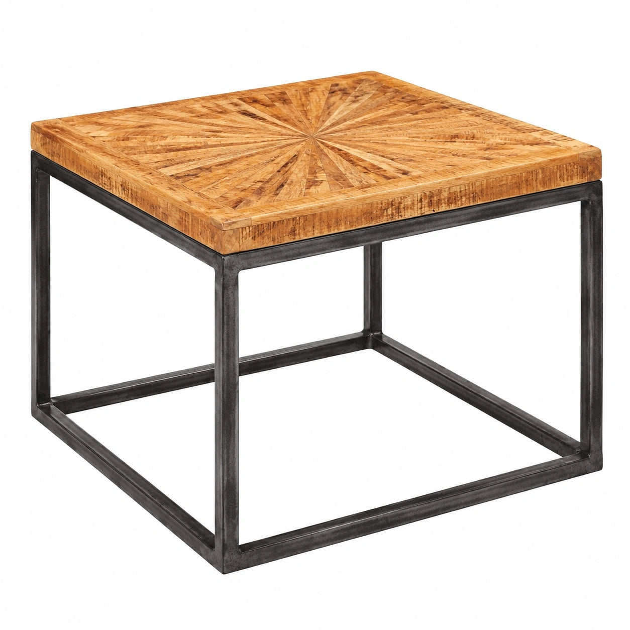 Table basse, en bois massif et métal, 55 x 55 x 40,5 cm, pour le salon