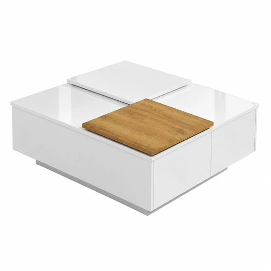 Coffre de rangement extérieur, avec rangement, avec tiroirs, coloris noir et blanc, 75 x 75 x 33 cm, pour la terrasse ou le jardin