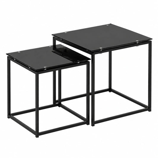 Table basse, en acier et verre, coloris noir, pour le salon