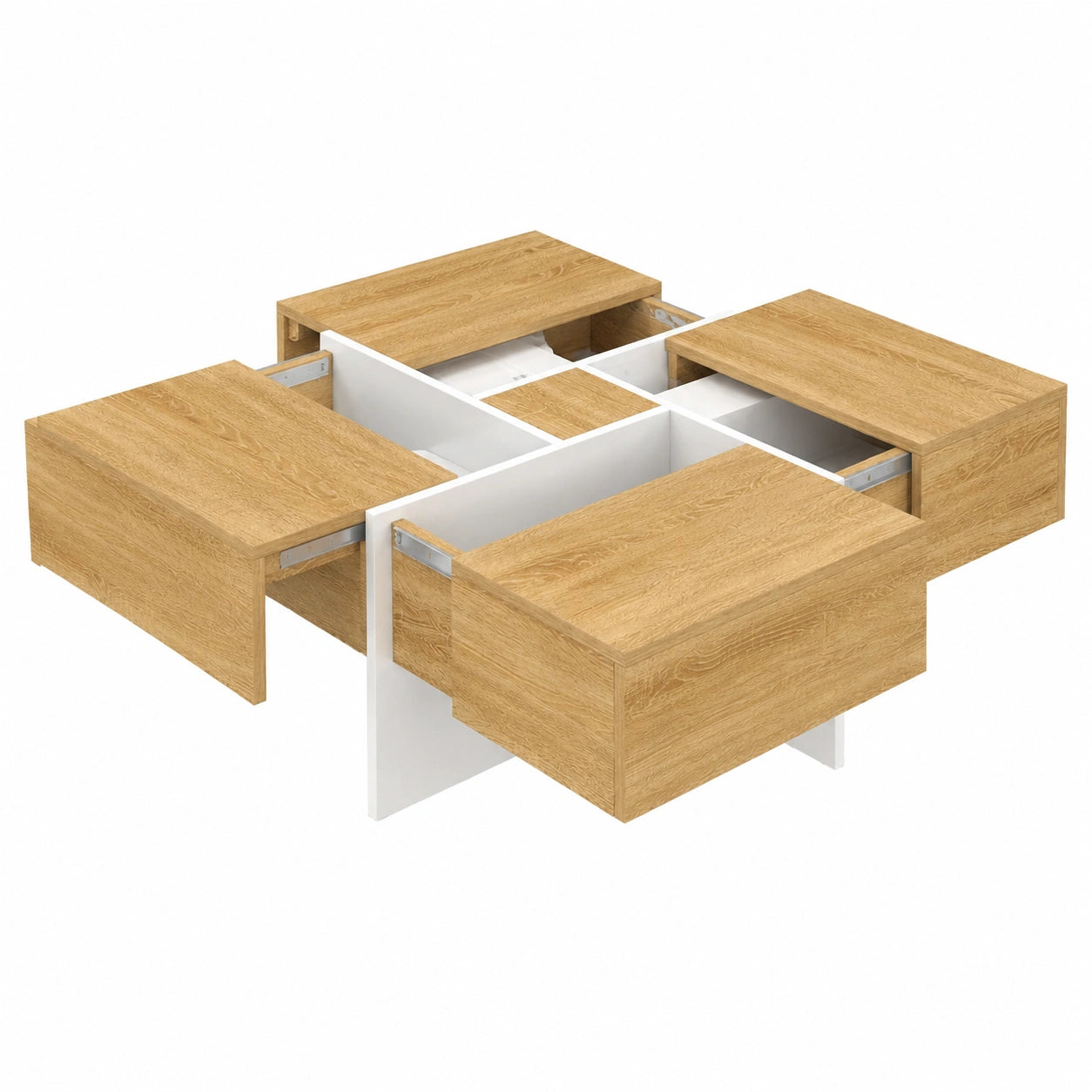 Table basse, avec tiroirs, coloris blanc, pour le salon